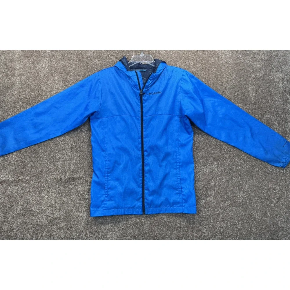Columbia‎ Windbreaker Jacket - Blue Hooded Full Zip Youth XL